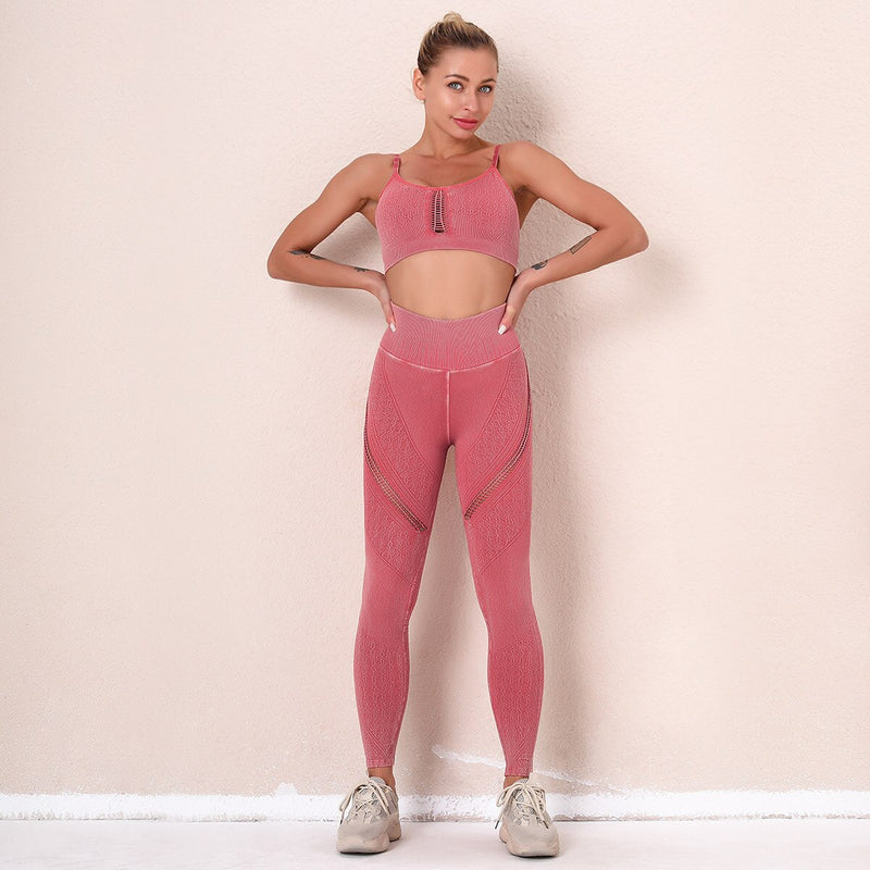 Hollow-Out Backless Yoga Set — Seamless Bra & Legging Suit