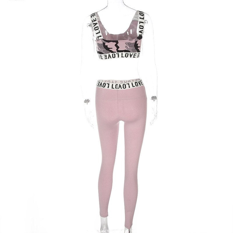Pink Crop Tank & Legging Set — 2-Piece Workout Outfit