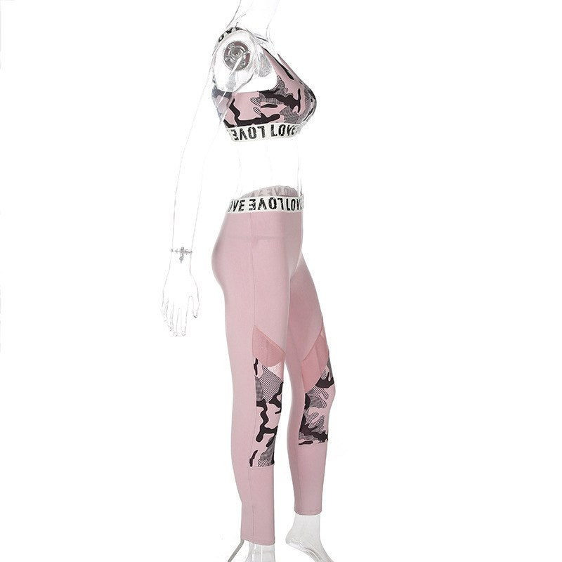 Pink Crop Tank & Legging Set — 2-Piece Workout Outfit